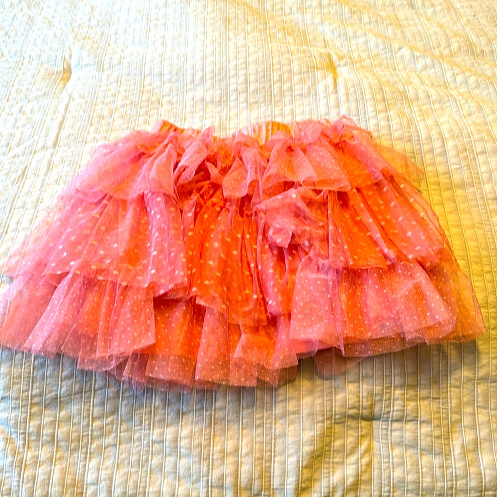 Girls Pink Tulle Ruffle Skirt